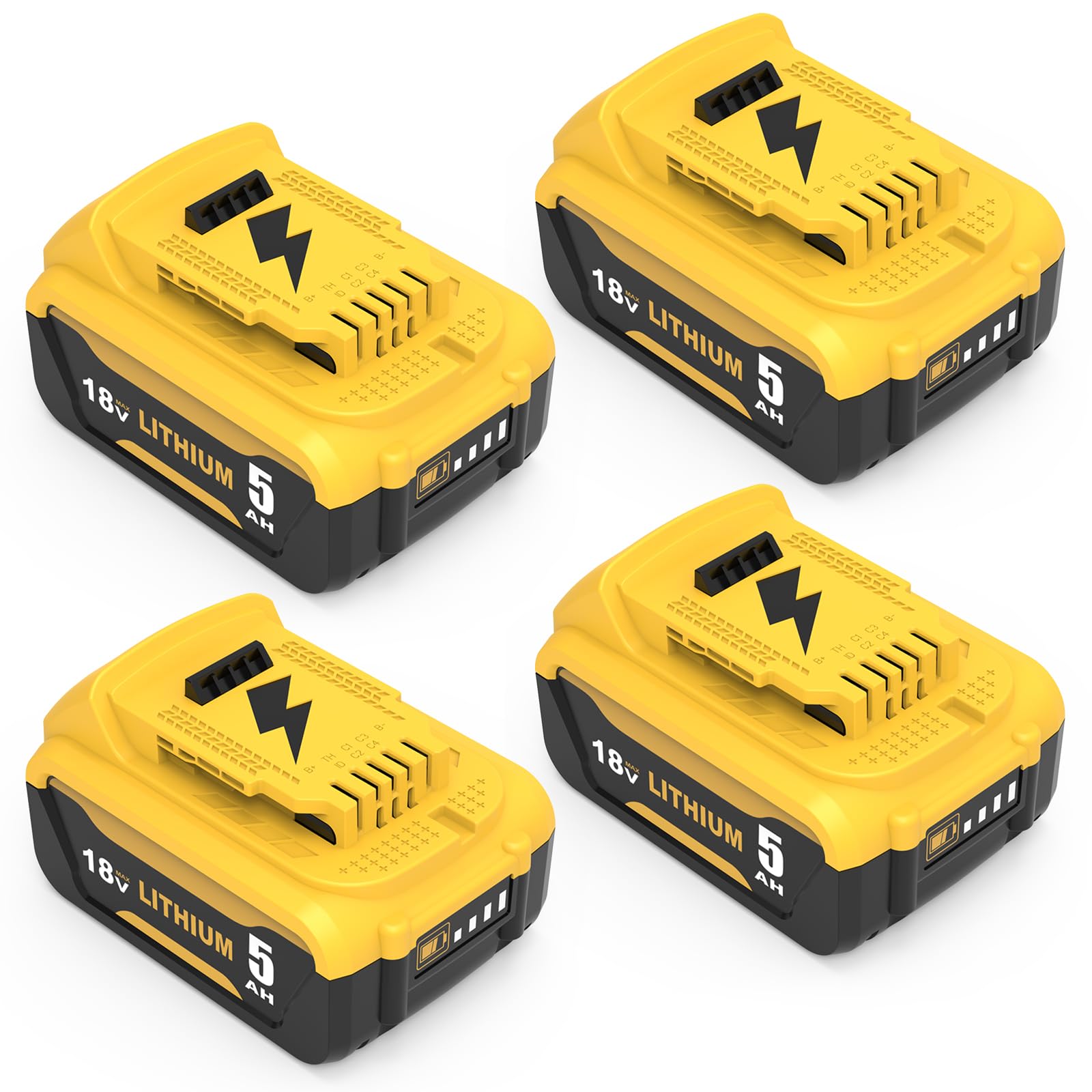 4X DCB184 Replacement for DeWalt Battery 18V 5.0Ah DCB182 DCB180 DCB184 DCB200 DCB182 DCB181 DCB201 Tool Battery for DeWalt 18V Goodexo