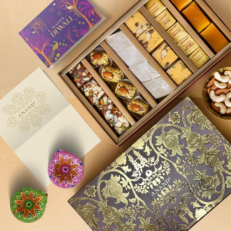 ANAND Etheral Aqua Diwali Gift Box 800 Gm | Butter Scotch Badam Bhog, Dry Fruit Burfi, Kaju Katli | Mouth Watering Authentic Dish, Pure Ghee | No Preservatives | For Family and Friends (B0CQT3V9WG) Amazon Price History, Amazon Price Tracker