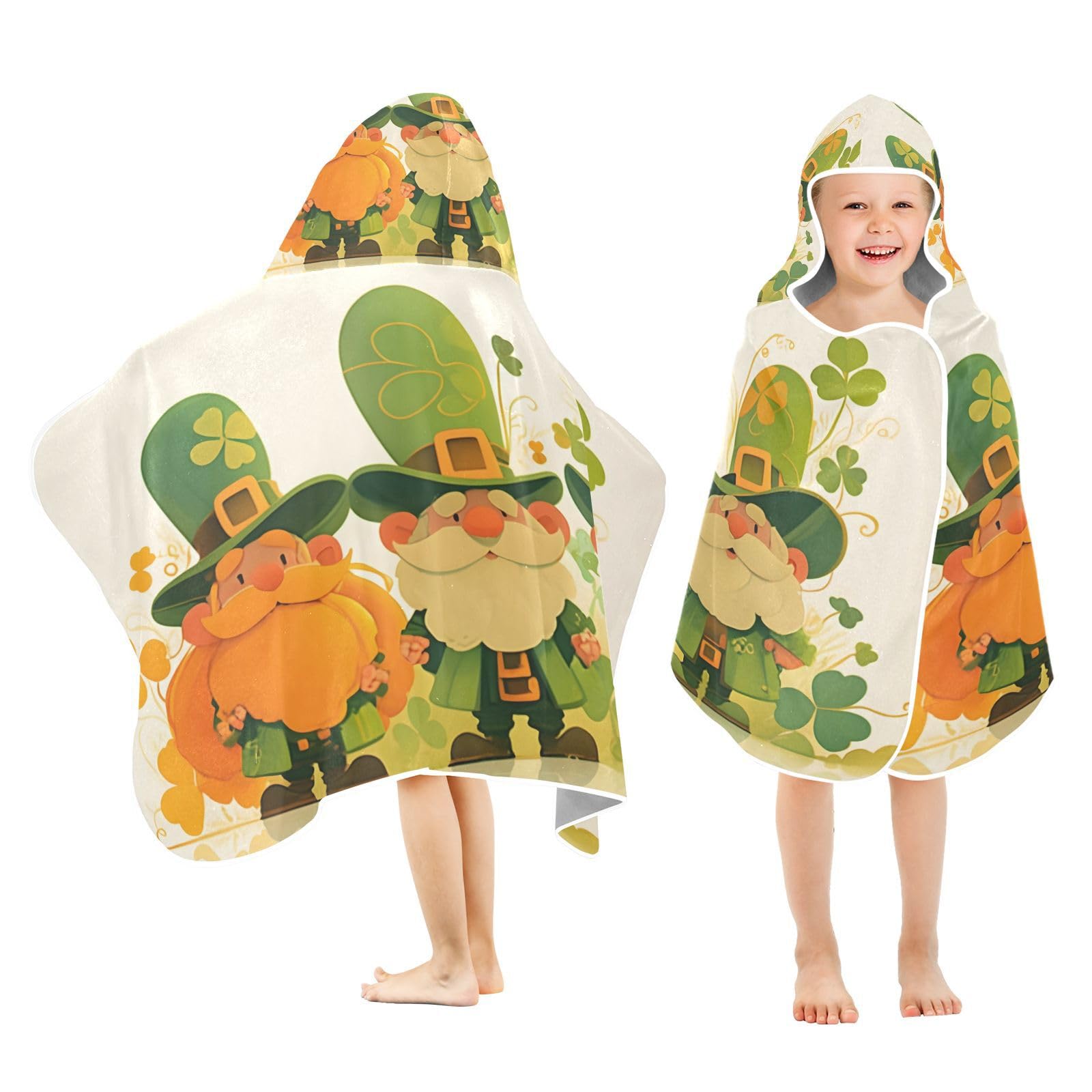 CEBUGI Hooded Bath Towels for Kids Soft Absorbent Bath Towel with Hood for Boys Girls St. Patrick's Day Elements Pool Beach Shower Towel Wrap 50x23.5 inch