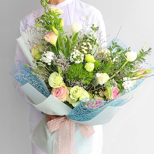 Miniatura 7 de Papel de regalo floral calado de malla jacquard coreano, 1 rollo de suministros de floristería, papel de envoltura de ramo de flores, suministros