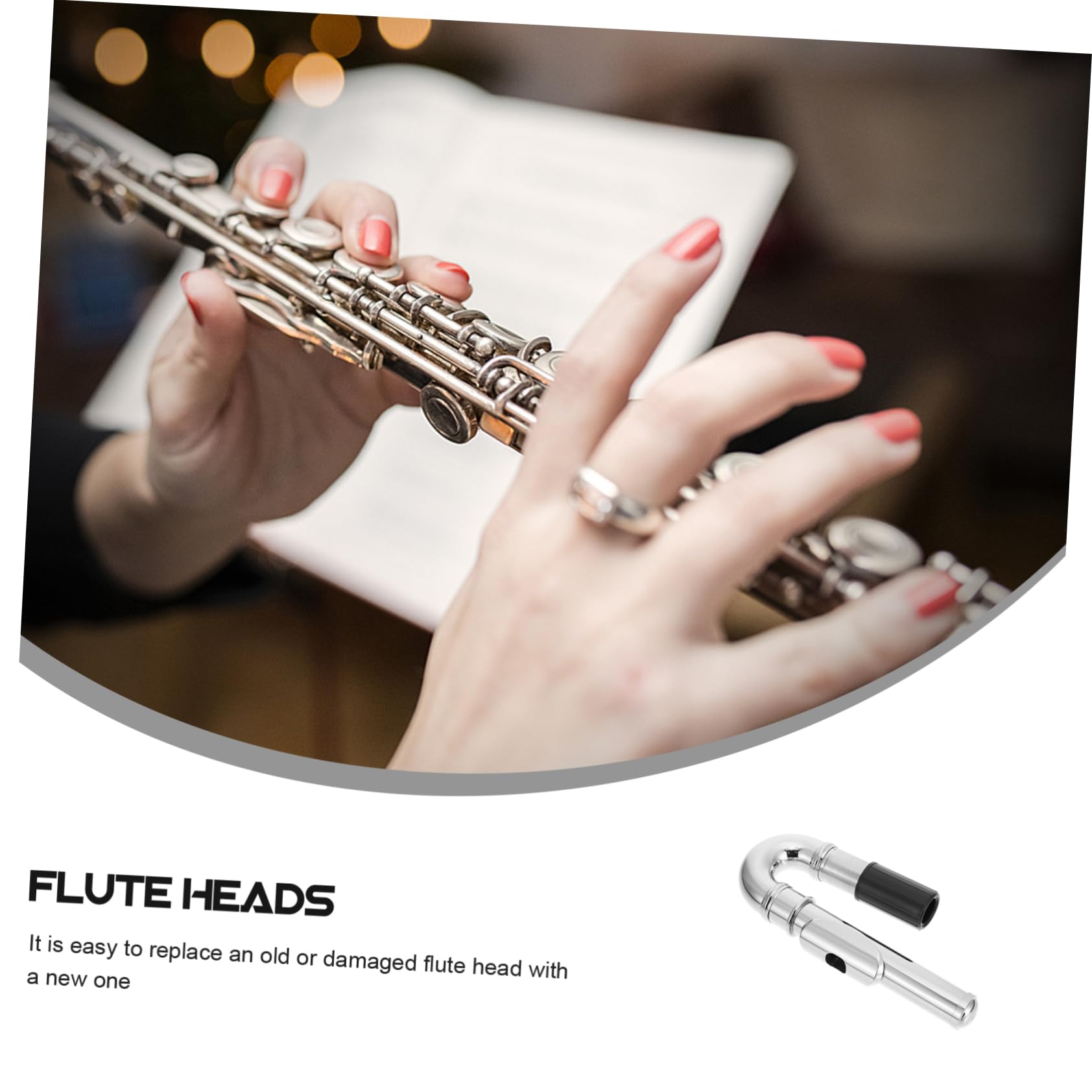 Gatuida Silbernes Flöten Ersatzkopf Mundstück Robustes Flötenzubehör für Querflöte Langlebiges Instrumententeil für Blasinstrumente