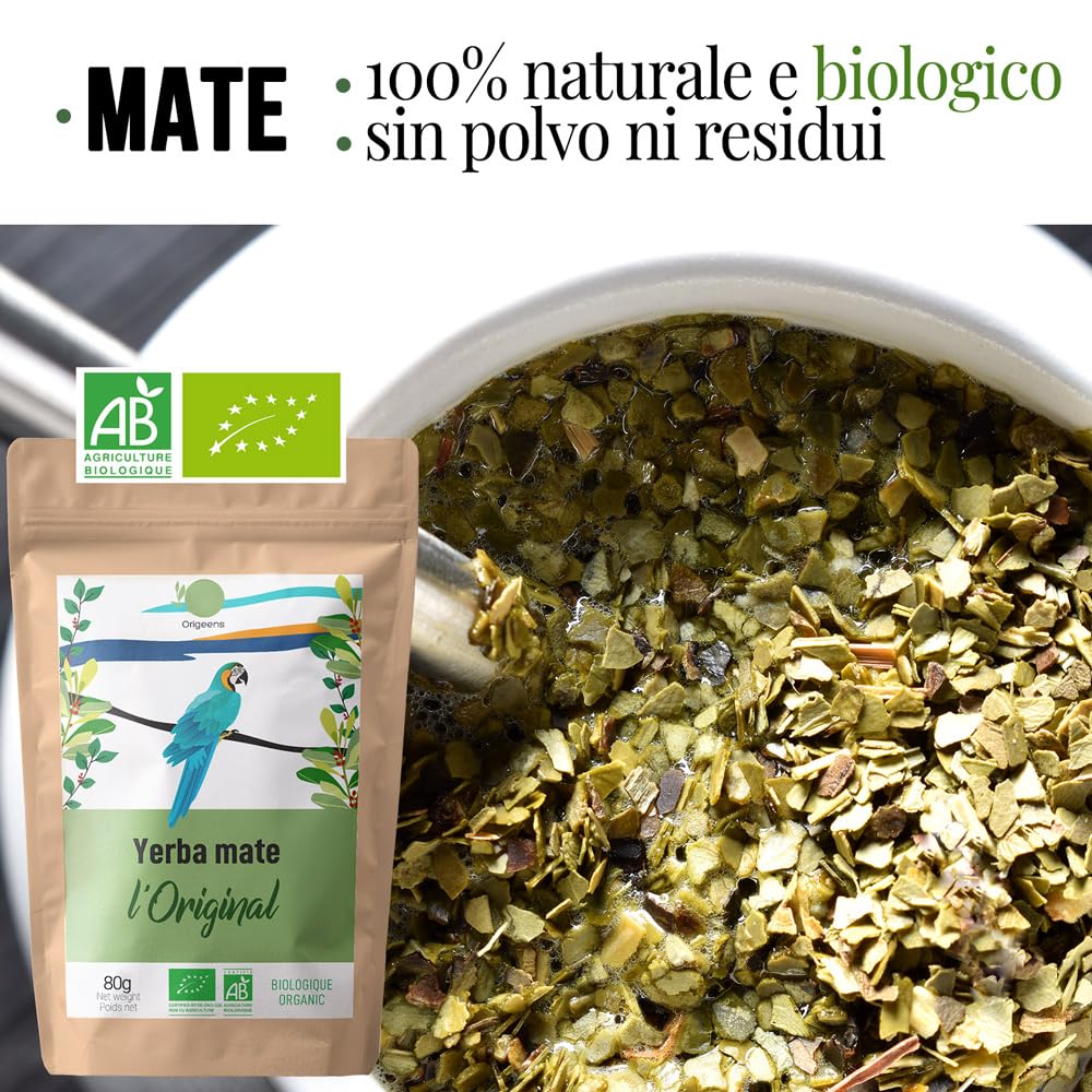 ORIGEENS YERBA MATE KIT COMPLETO - Tazza Mate Artigianale (Portogallo), Bombilla, Yerba Mate BIO - Kit Mate Pacchetto Regalo Originale