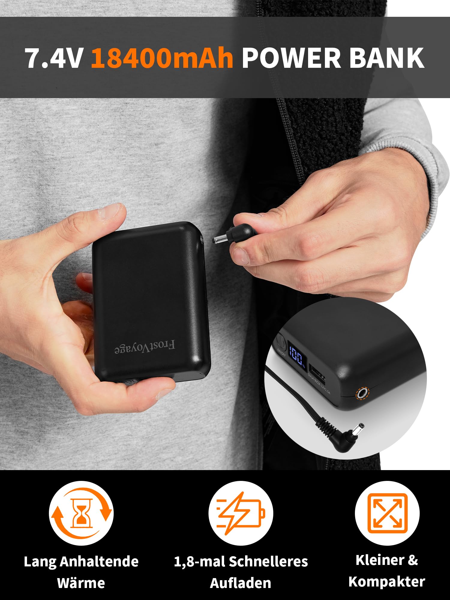 Gilet riscaldabile in pile con power bank ricaricabile da 18400 mAh, 10 zone di calore, 3 modalità di riscaldamento, carica DC