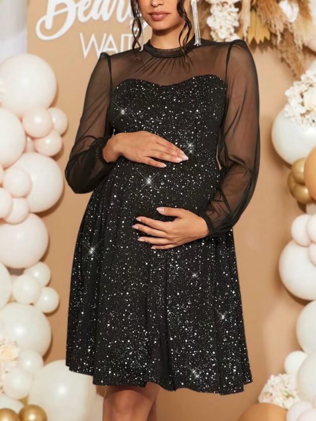 Vestido de maternidad con lentejuelas para mujer, moderno, casual y elegante