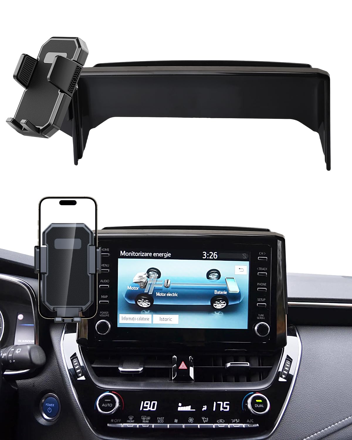 Photo 1 of PZK Car Phone Mount for 2019-2025 2026 Toyota Corolla/Corolla Hatchback /2022-2025 2026 Corolla Cross Accessories 8-inch Screen Auto Lock Car Phone Holder 360° Rotation Not Affect Vent Phone Cradles