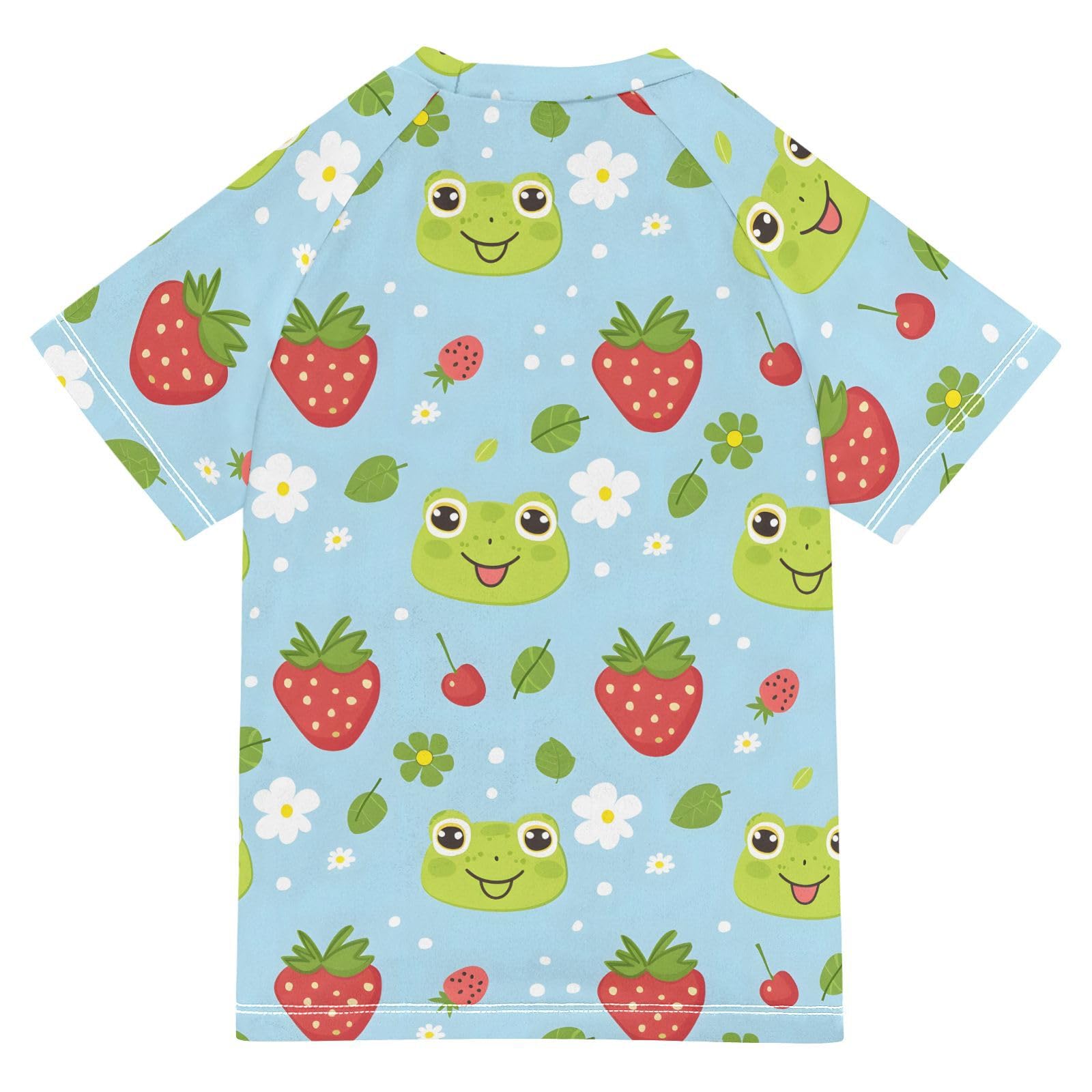 ALAZA Kids Rash Guard Boys Toddler Swim Shirts Short Sleeve Cute Frog UPF 50+ 3T