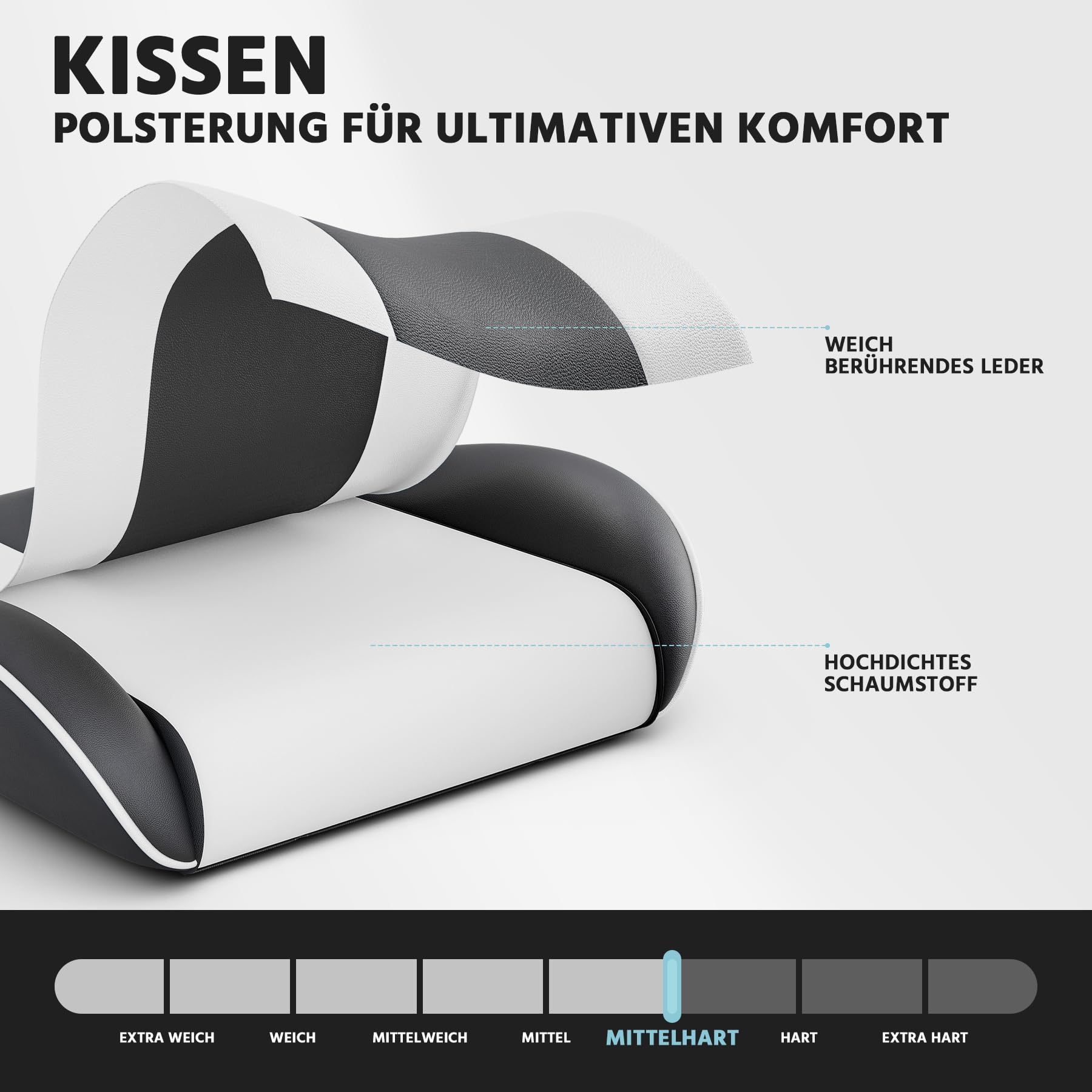 vutizal Sedia da gaming ergonomica con supporto lombare – Sedia da ufficio in pelle PU con schienale regolabile e poggiapiedi – Fino a 200 kg – Nero/Bianco