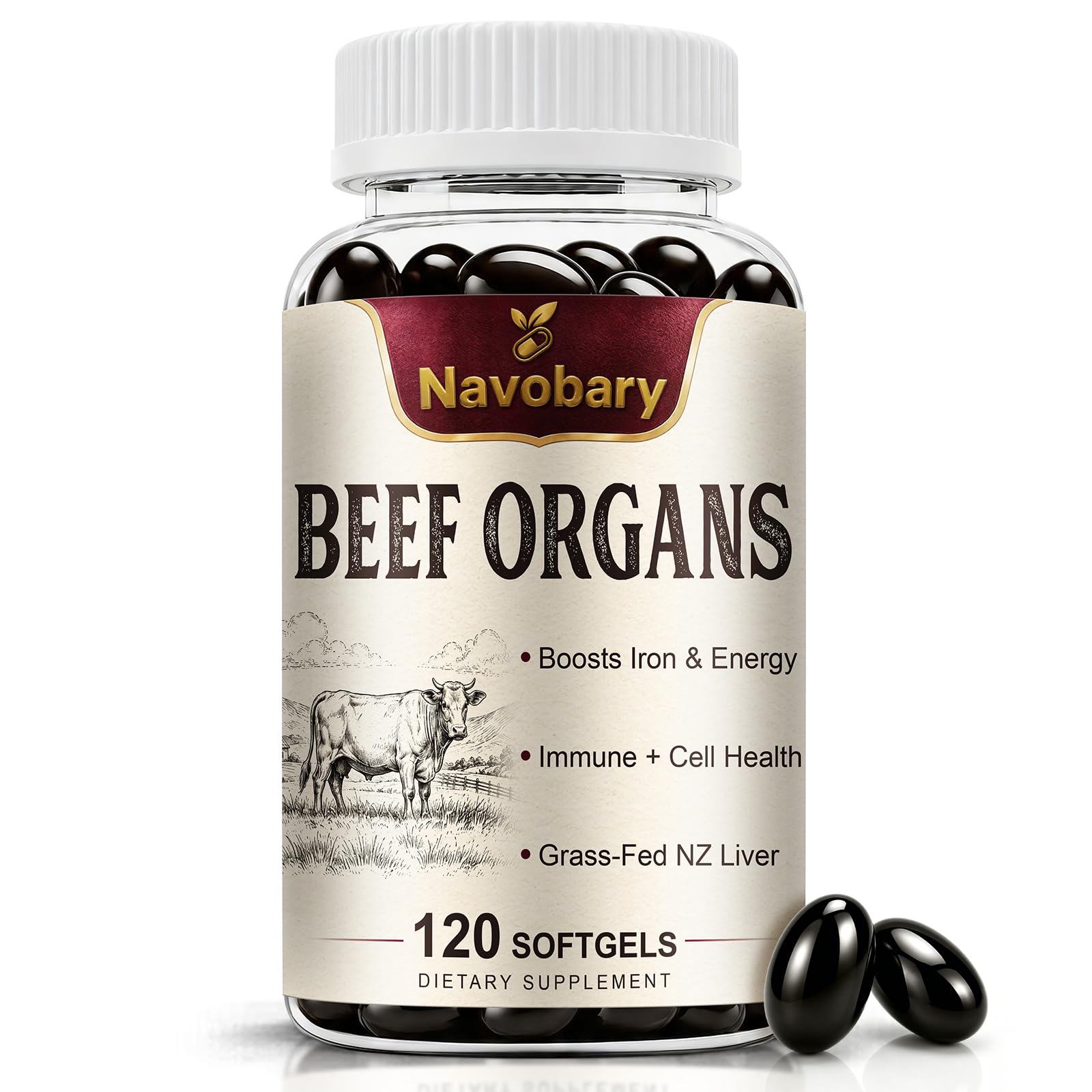 Beef Organ Complex for Women - 5 in 1 Multi-Organ - 120 Softgels 120 Count (Pack of 1)