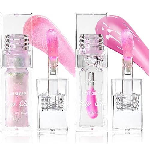 Bossup - 2 aceites labiales que cambian de color, aceite labial mágico que cambia de color V2, brillo labial hidratante de cambio cálido, brillo