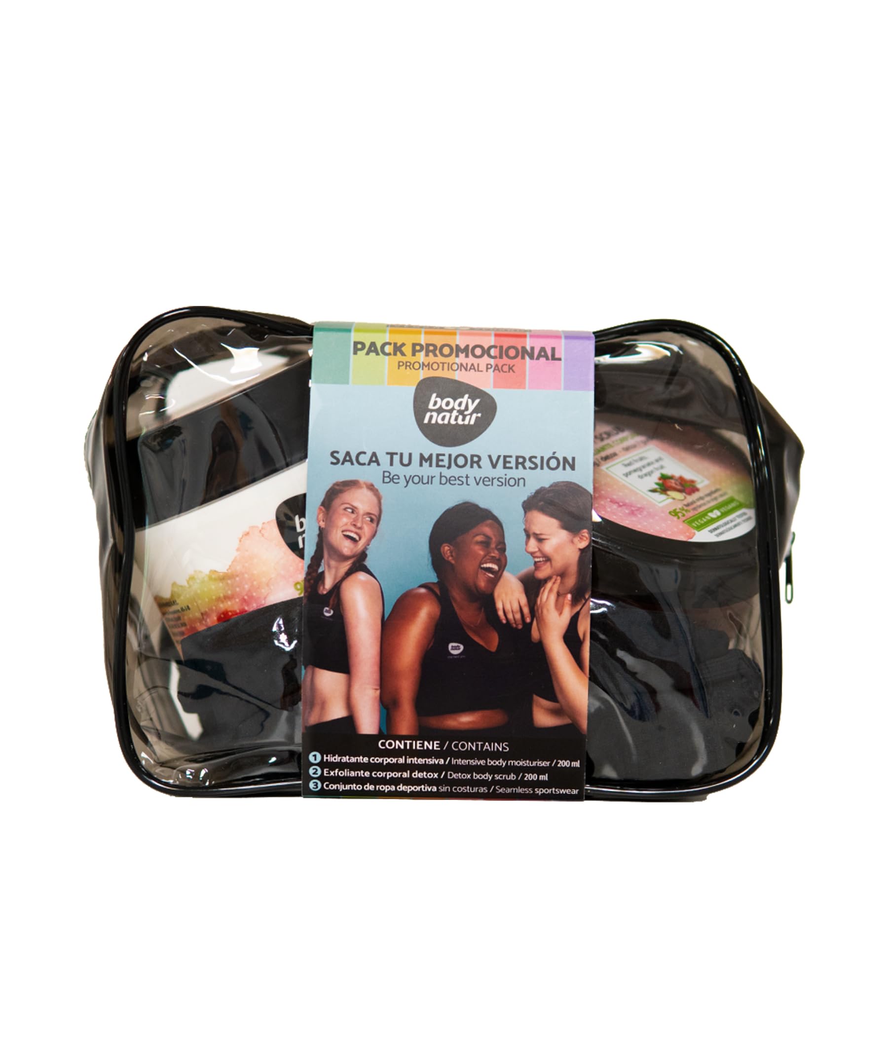 BODYNATUR - Pack Deportivo Cuidado Corporal - Exfoliante + Manteca Hidratante + Conjunto Deporte Mujer 2 Piezas Talla Única - Ideal para regalo