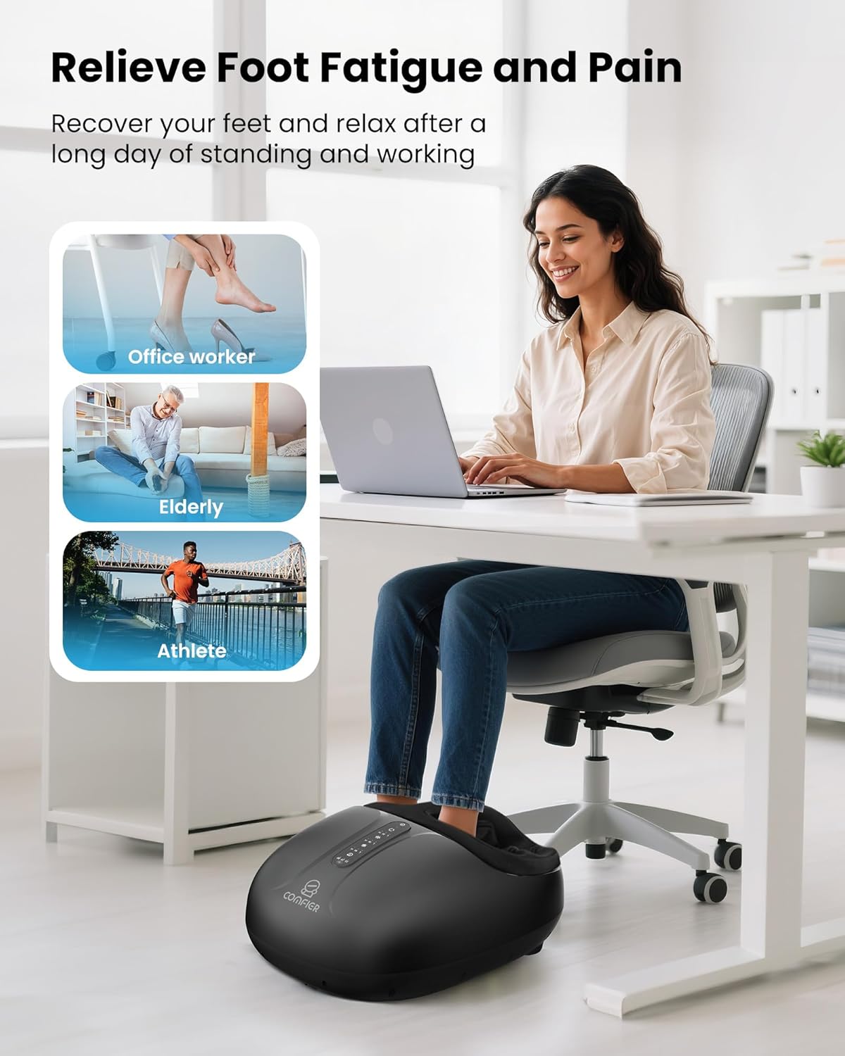 COMFIER Shiatsu Foot Massager with Heat,Compression, Kneading & Rolling, Electric Feet Massager for Plantar Fasciitis Neuropathy Warmer,Size Up to 15" - Image 3