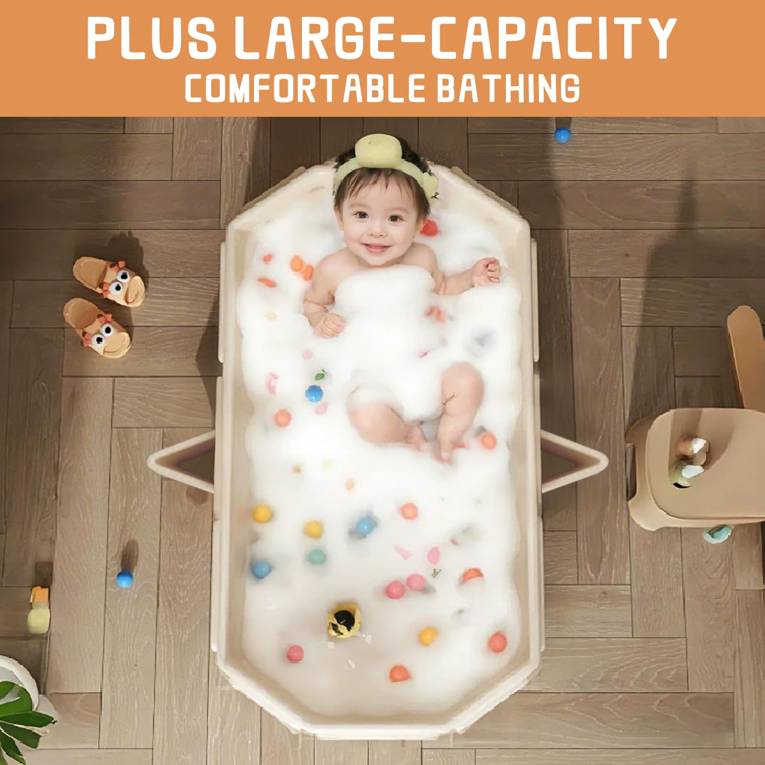 Bañera Bebé Plegable - XL Bañera Portátil Ahorro de Espacio - Antideslizante con Patas Reforzadas para Ducha - Sin BPA (Rosa)