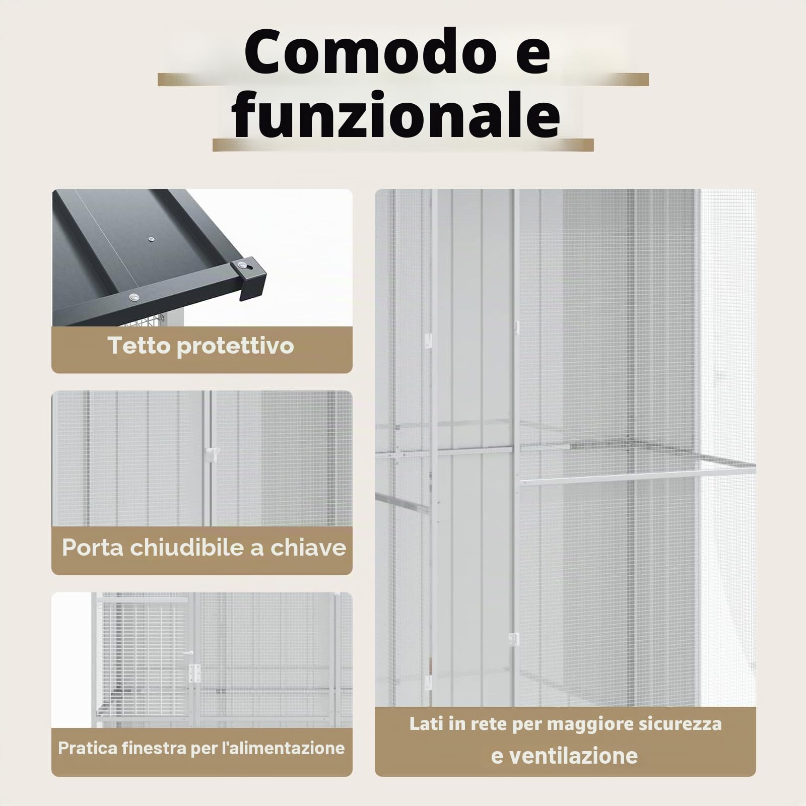 vidaXL Gabbia per Uccelli Antracite 215 x 110 x 247 cm Acciaio zincato, Giardino e terrazza, Moderna casa per Uccelli, Gabbia Resistente, voliera da Esterno, Design per Animali