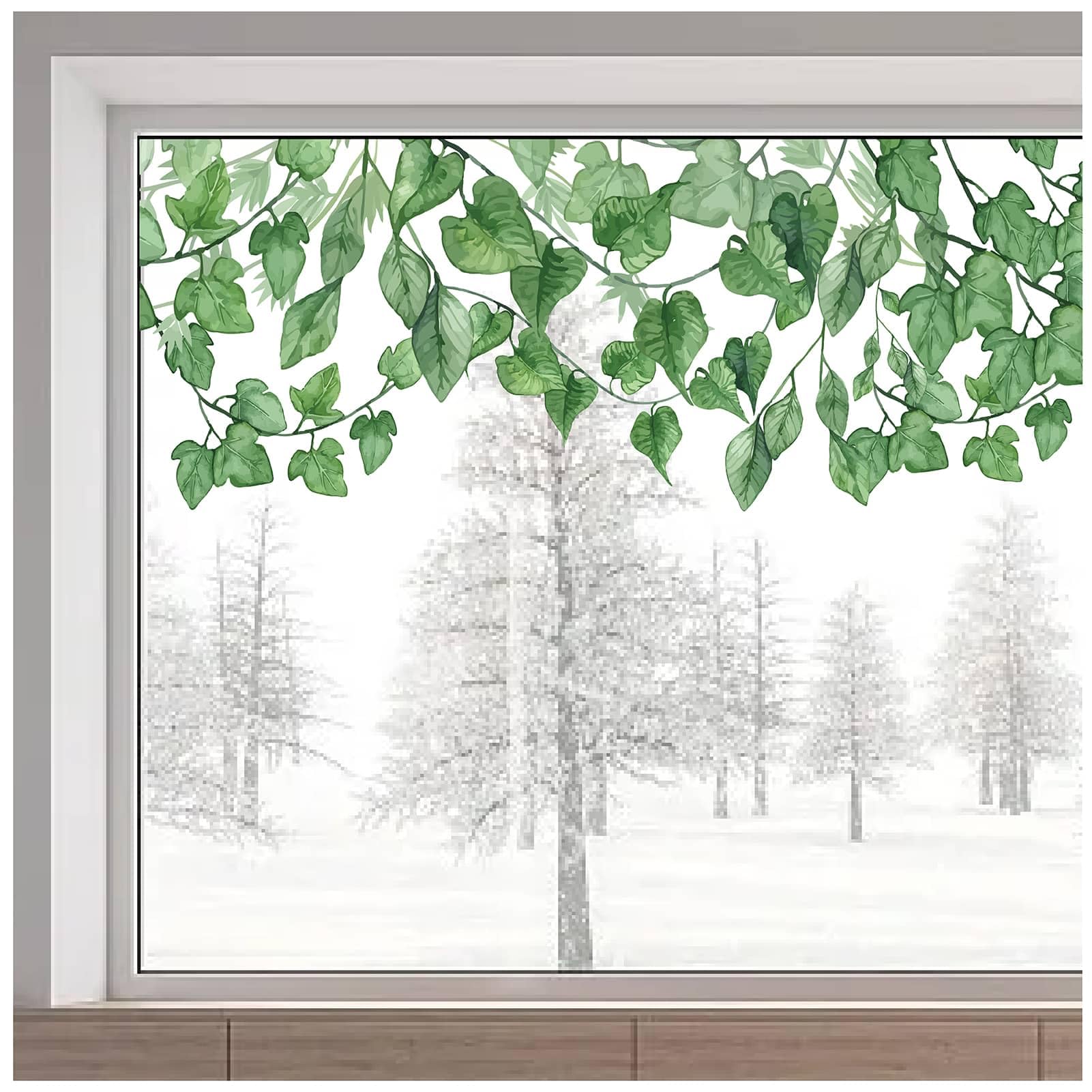 Autocollant Fenêtre Tropicale GORGECRAFT 38x116cm - Feuilles Vertes Statiques Anti-Collision