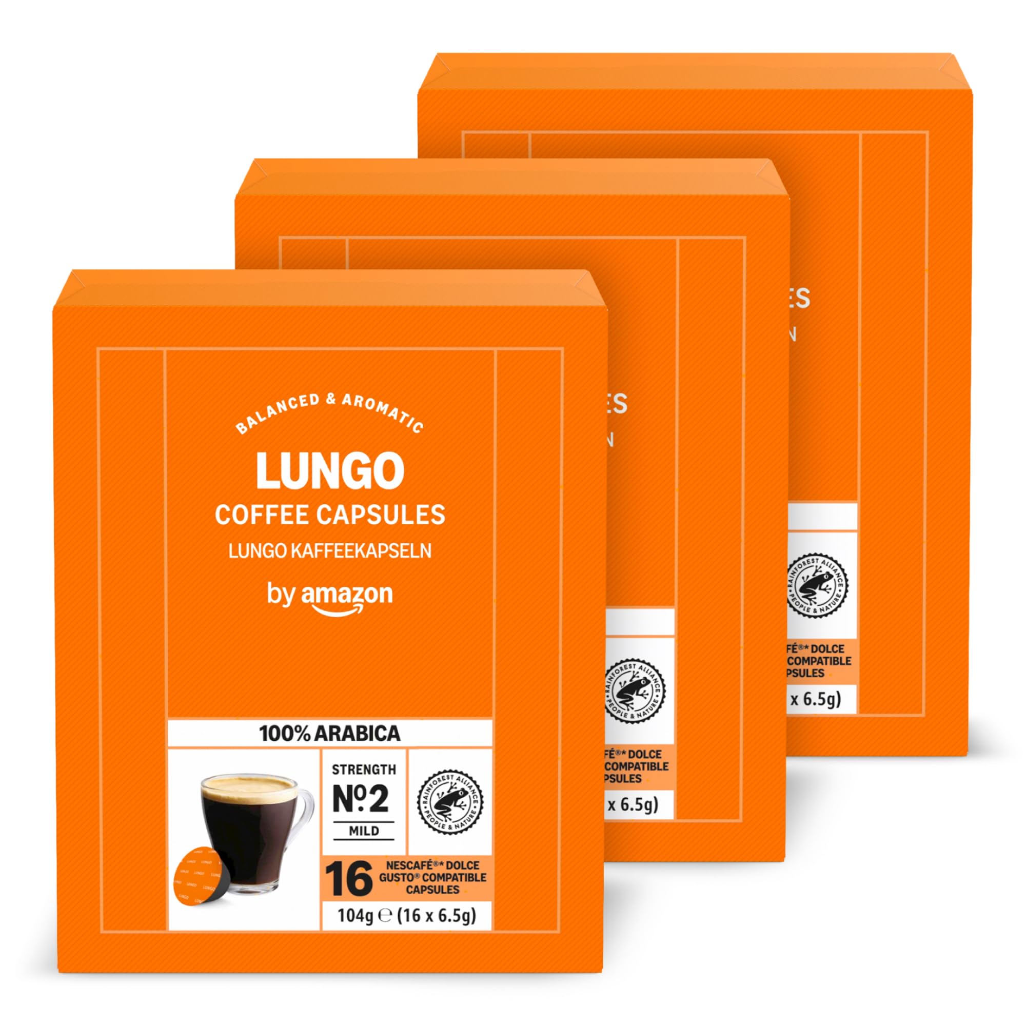 by Amazon Cápsulas De Café Lungo, en cápsulas compatibles con dolce gusto, 48 cápsulas (3 paquetes de 16)