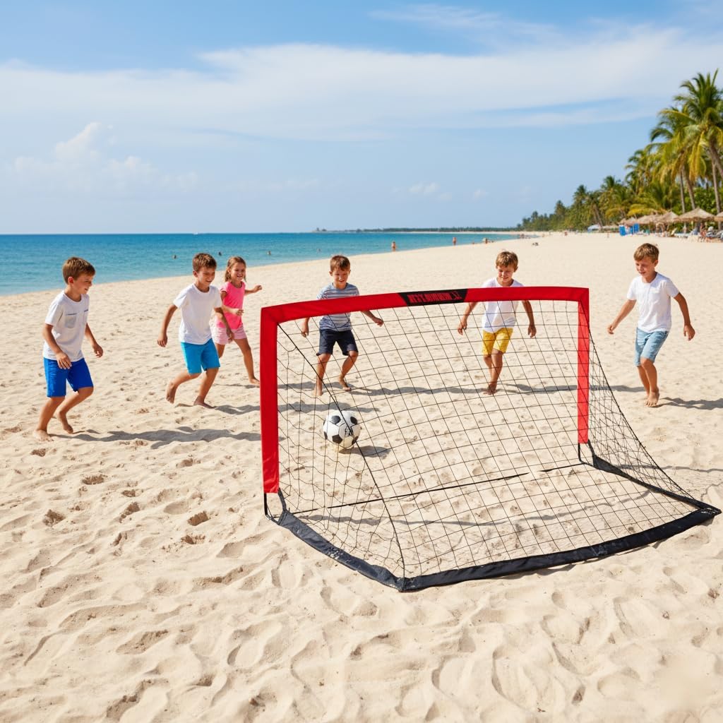L RUNNZER Kids Soccer Goal, Pop Up Soccer Goal Net for Backyard, Set of 2 with Portable Carrying Case