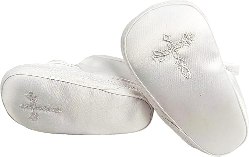 Miniatura 2 de Zapato de bautizo de satén para niñas con cruz celta y roseta