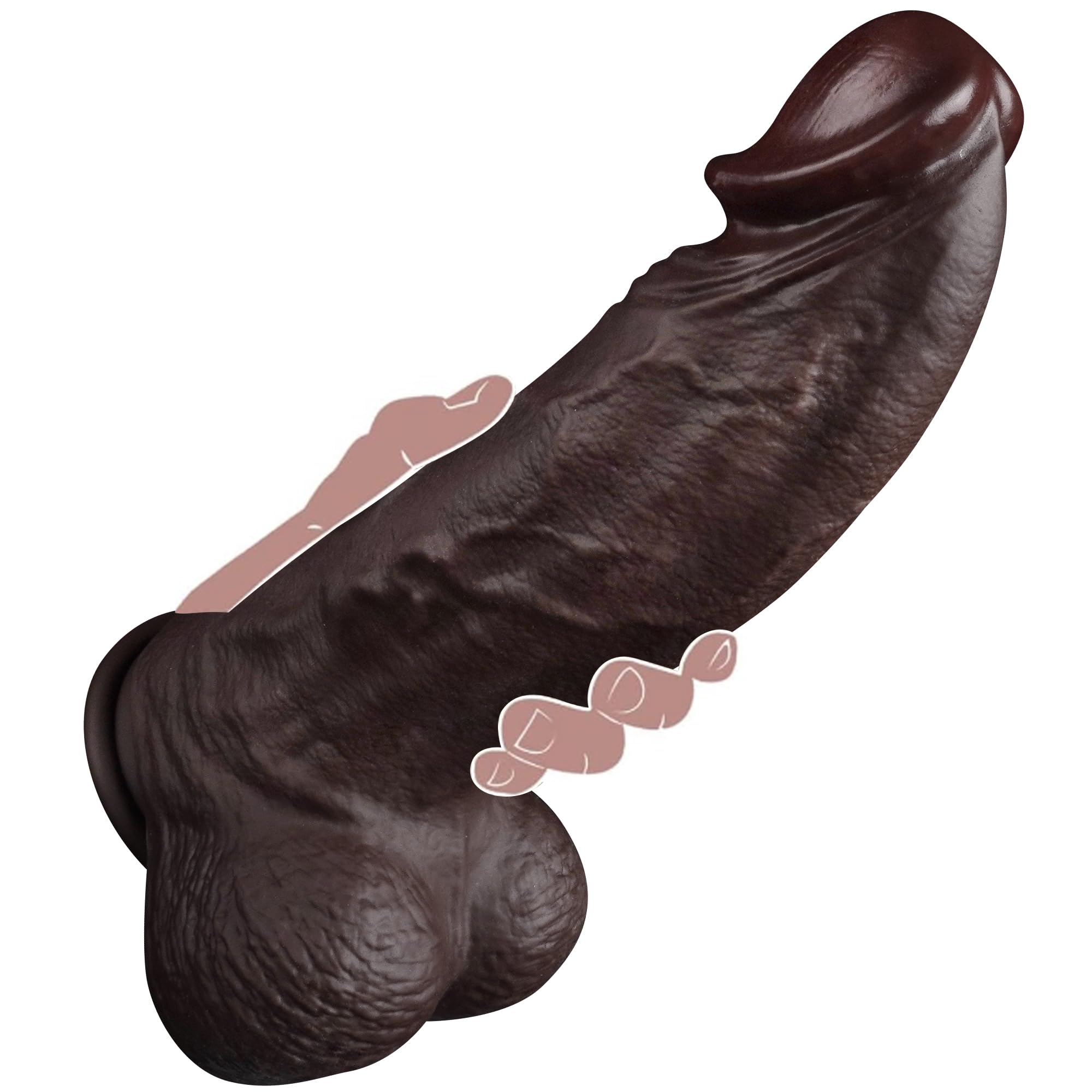 8.9" BBC Dildo Realistic Black Dildo, 2.61" Diameter XXL Thick Curved Dildos, Big Silicone Huge Girth Dildos with Strong Suction Cup, Massive Adult Sex Toy for Women Men Gay