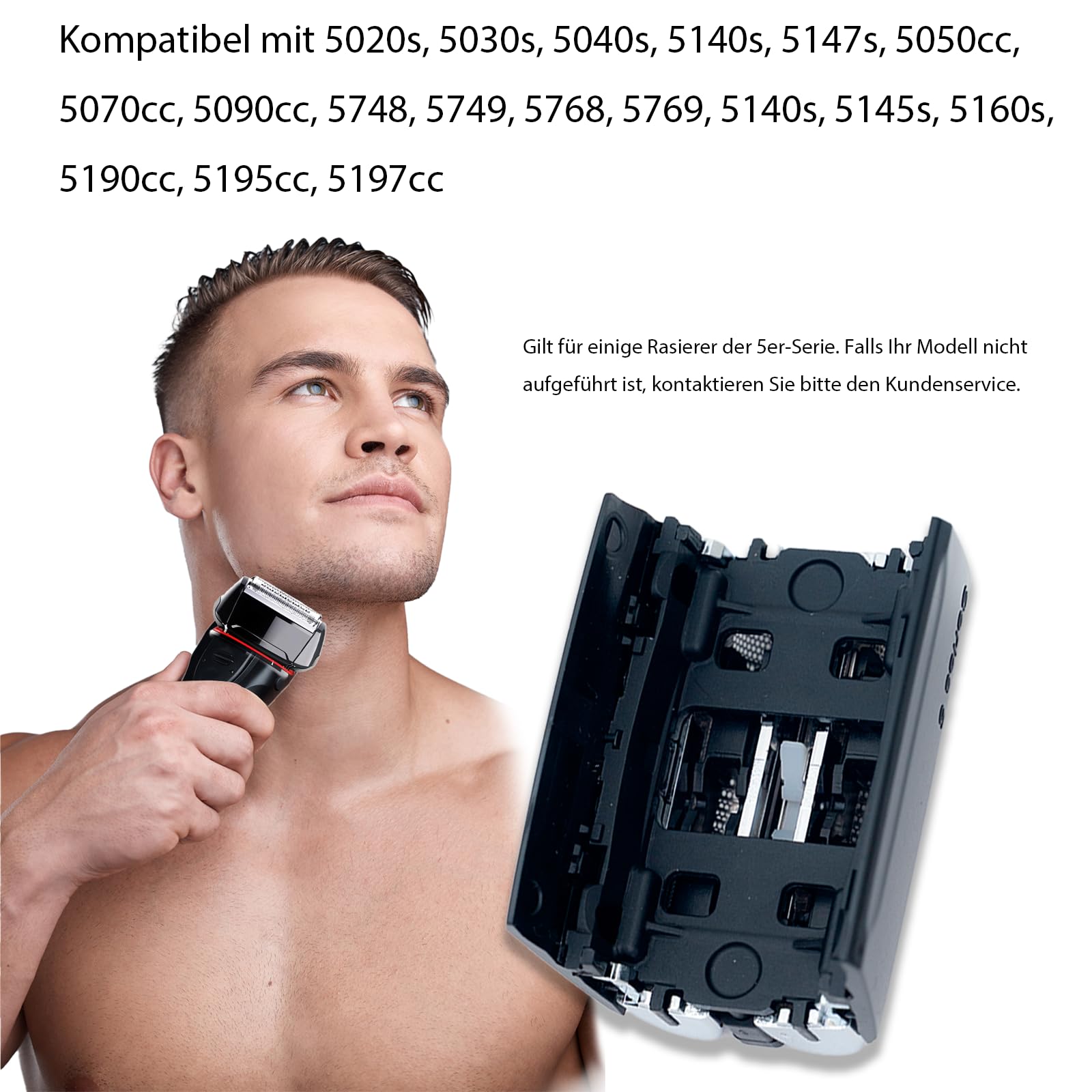 2 Stück 52B Scherkopf Kompatibel mit Braun Elektrorasierer Series 5, 52B Scherblatt für Braun Herren Rasierer S5