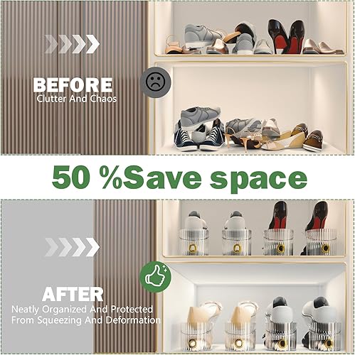 Miniatura 4 de Organizador de ranura para zapatos, apilador de zapatos ajustable para un par de zapatos, soporte para zapatos ahorrador de espacio, zapatero de