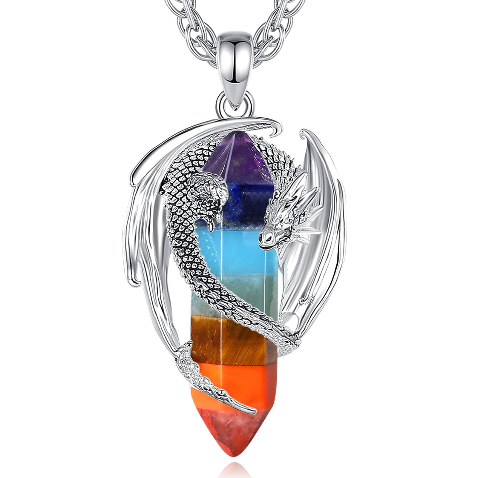 AEONSLOVE Lapis Lazuli Ketting voor Vrouwen Mannen Draak Hanger met Healing Crystal Lapis Lazuli Viking Draak Sieraden Energiebescherming Stenen Geschenken voor Jongens Meisjes, Koper