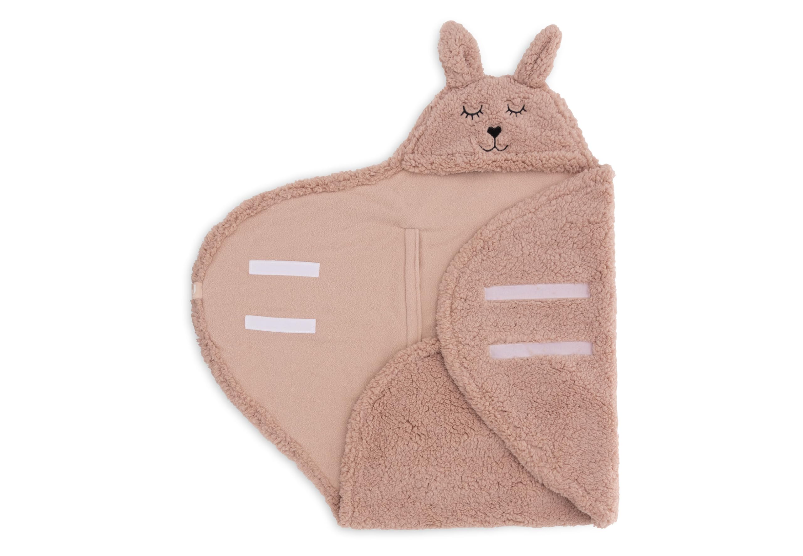 Jollein Baby Swaddling Blanket, Bunny, Wild Rose, with Ears and Bunny Face, 100% Polyester, 100 x 105 cm