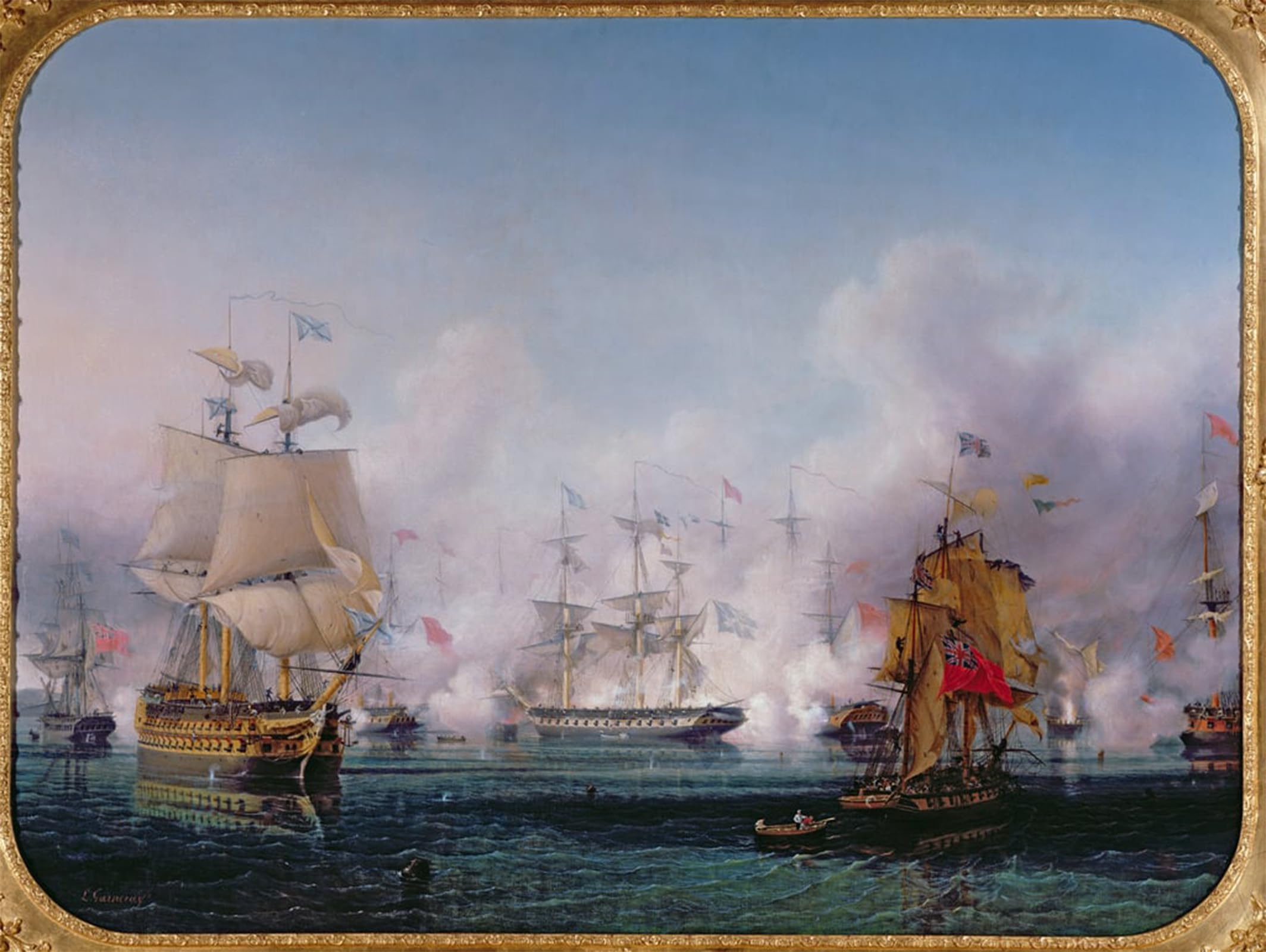POSTERIIk Famous Modern Artwork Art Mural Episode of the Battle of Navarino Th October by Ambroise Louis Garneray Oil Paintings Pictures for Home Decor 60x90cm