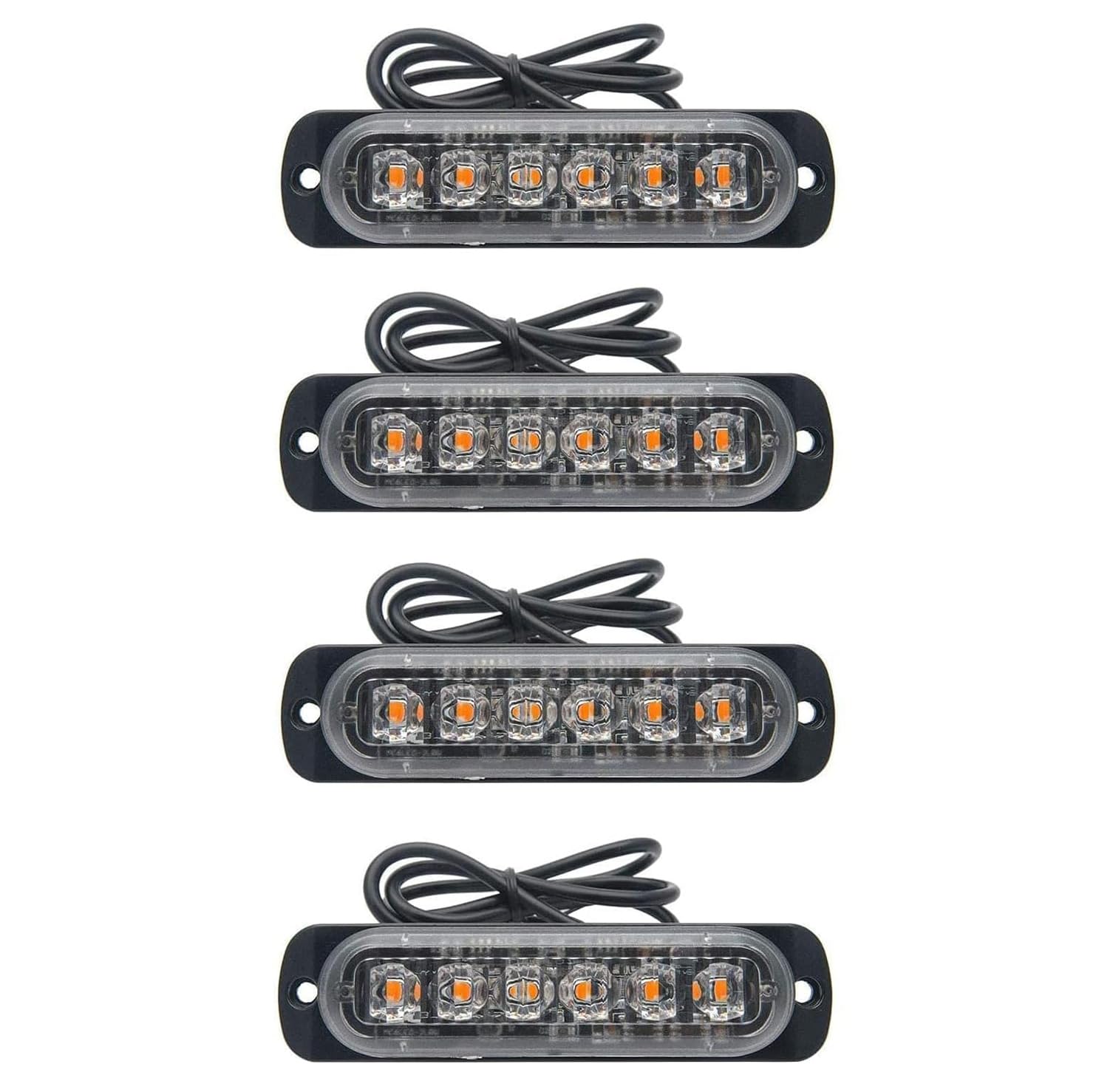 Willpower 4 pièces 18 W 6 LED Mince Ambre Jaune Flash stroboscopique Barre de Flash Voiture Camion Signal d'urgence feu de stationnement Lampe 12-24 V