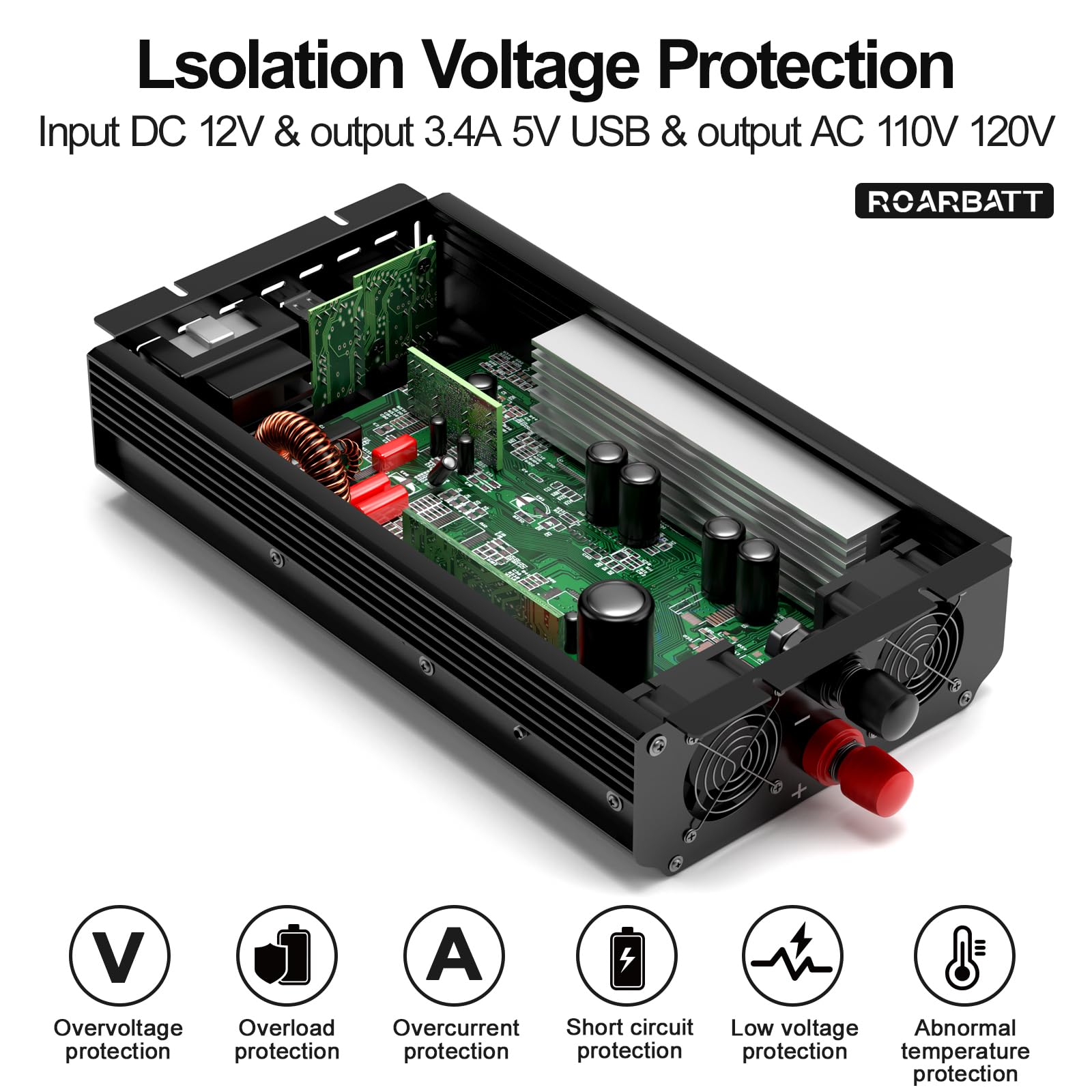 3000 W 12 V DC na AC 110V 120V Maksymalna moc 6000W z wyjściem 2 AC i portem USB 2.4, wyświetlacz LCD z falownikiem samochodowym do konwertera energii do aktywności na