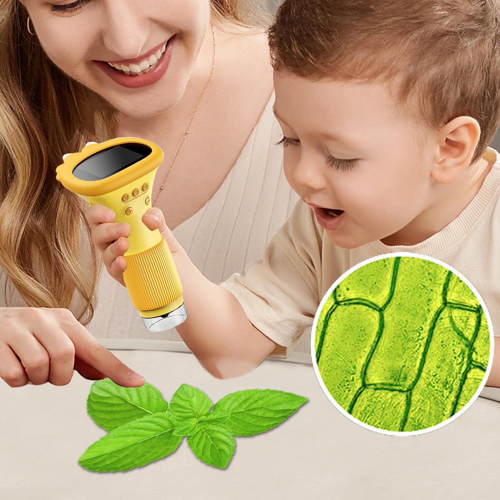 Kids Microscope, kieszonkowy ręczny lupa 1000X, 17,3 x 10,7 x 7,9 cm, przenośny mikroskop cyfrowy, studenci w wieku 8-12, edukacyjne narzędzie nauki STEM do odkrywania i nauki na świeżym powietrzu
