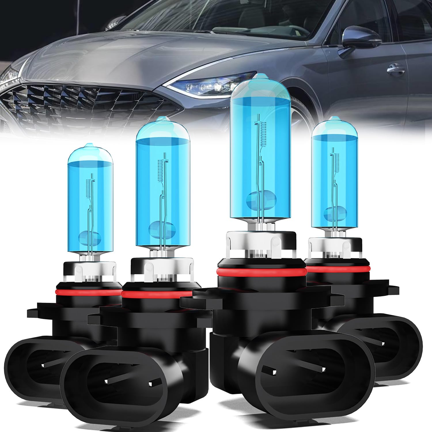 Headlight Bulbs Compatible With Hyundai Sonata 2016-2022, 9005 High Beam + 9005 Low Beam Halogen Light Bulb Combo, Super Bright 6000K White, Plug and Play, Pack of 4