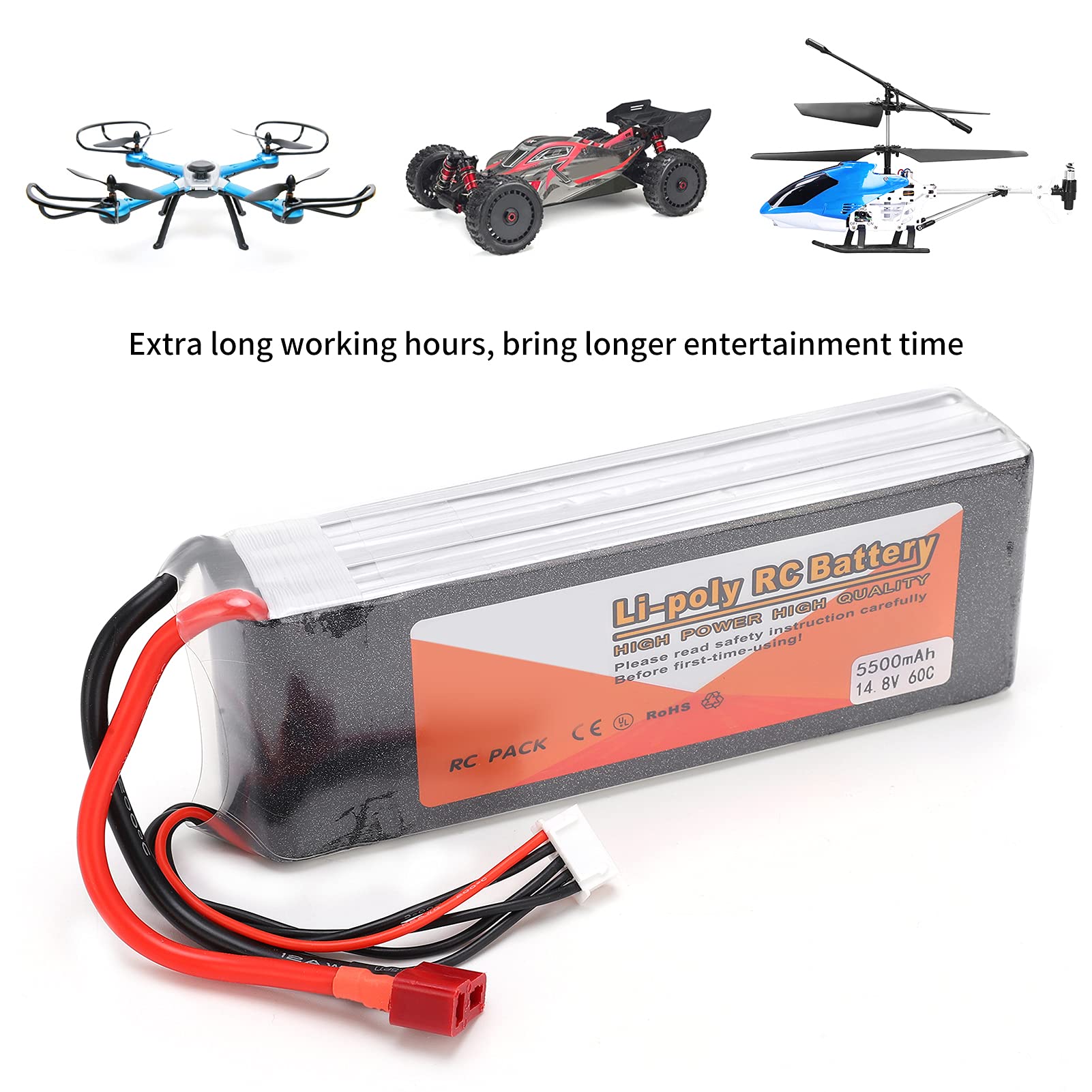 14,8 V 5500 mAh Li-Poly-Batterien 60C 4S T-Stecker Modell LiPo-Batterie für RC-Auto-Boot-Flugzeug