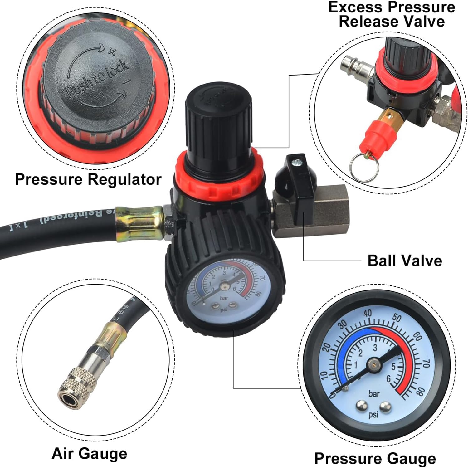 9 Piezas Probador de Fugas Turbo Boost,con Probador de Manómetro,para el Taller de Automóviles y Camiones