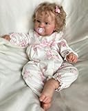 TERABITHIA 20 Inches Real Baby Size Rooted Curly Hair Sweet Face Lifelike Reborn Baby Doll Crafted in Full Body Vinyl Anatomically Correct Realistic Newborn Girl Dolls Washable for Girls