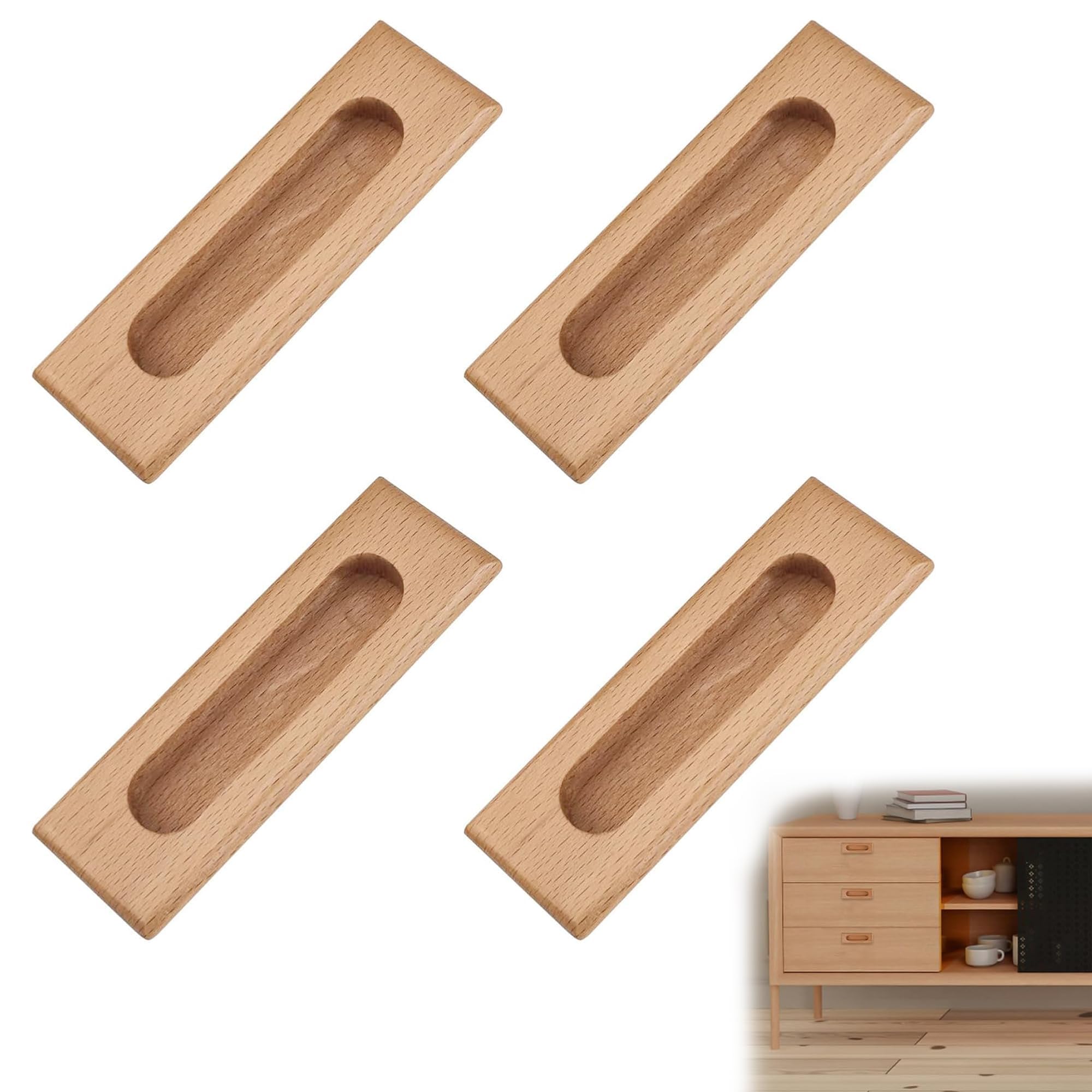 4 szt. wpuszczanych uchwytów do szafek, podtynkowych drewnianych uchwytów do drzwi przesuwnych, szaf i szuflad, niewidoczny wbudowany design do obejścia stodoły, szafek kuchennych i mebli