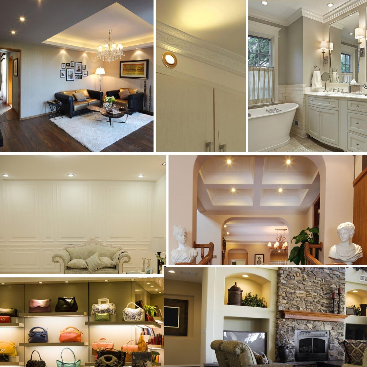 10 Pack 4W (48W Replacement) Kitchen Bathroom Cabinet Boat Shop Office White Recessed Lighting Ceiling Spot Lights 2.5 inch Dimmable Pure White 6000K