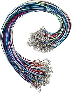100 Piezas 1.5 mm Cuerda de Cuero Encerado Collar con Cierre de Langosta, Bricolaje joyería, Talla única
