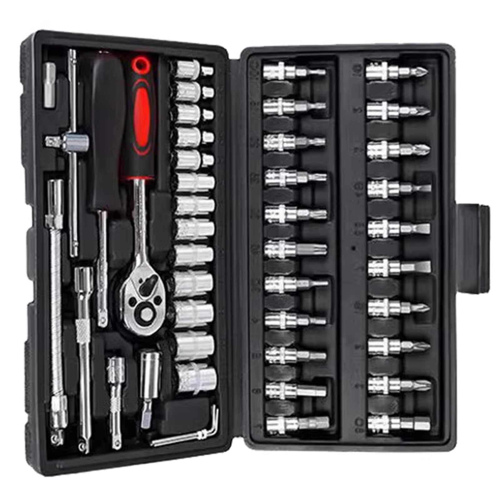 Set attrezzi da officina 46 PC Set Di Utensili Manuali Riparazioni Automobilistiche Cassetta Degli Attrezzi Da Meccanico Cacciavite A Cricchetto Chiave A Bussola 1/4" A Cricchetto