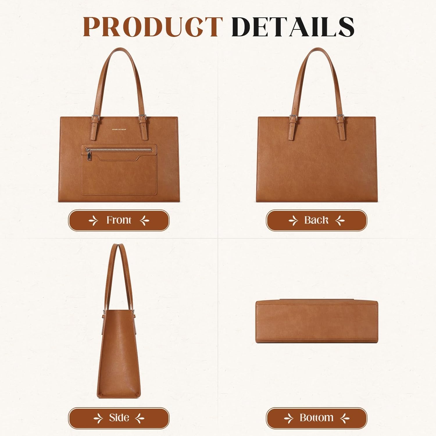 Maelstrom Leather Tote Bag, Laptop Bag for Women, Waterproof Briefcase with Clutch Bag, Work Handbags 15.6 Inch Computer