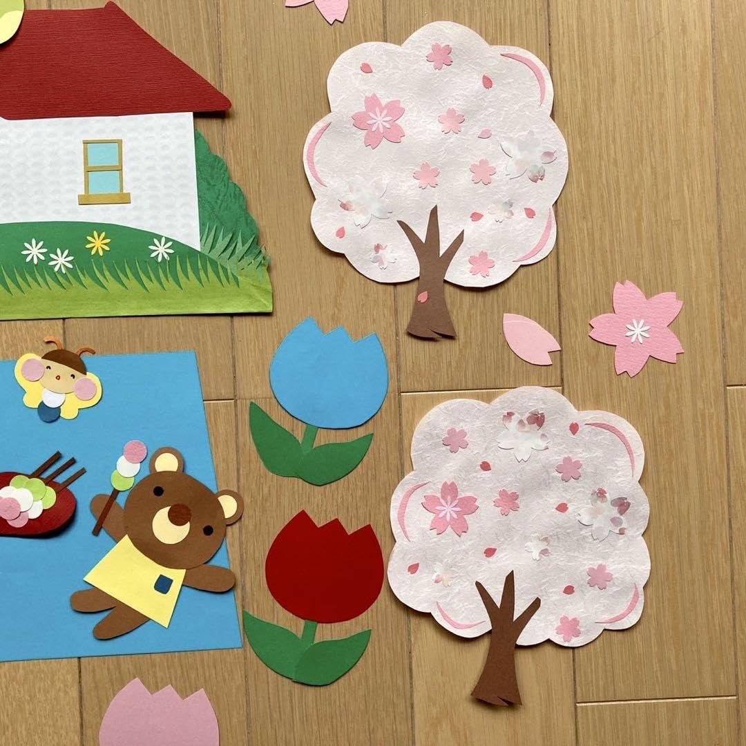 Amazon.co.jp: YH-09仲良くお花見① 春 桜 壁面 壁面飾り : おもちゃ
