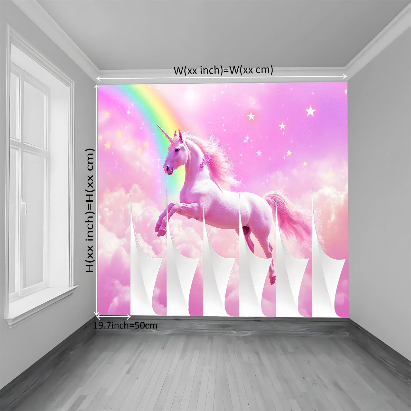 Tapeta ścienna z kreskówki, jednorożec, tęcza, gwiazdy, fototapeta, anime, tapeta z włókniny, dekoracja ścienna, 350 x 256 cm, tapeta z efektem 3D, plakat panoramiczny do sypialni, salonu, pokoju
