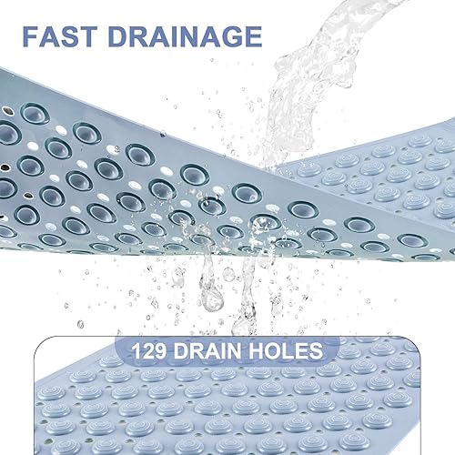 Miniatura 4 de Tapete de ducha de goma para bañera, tapete de goma antideslizante, lavable a máquina, tapete de baño de secado rápido, tapete de piedra de baño de