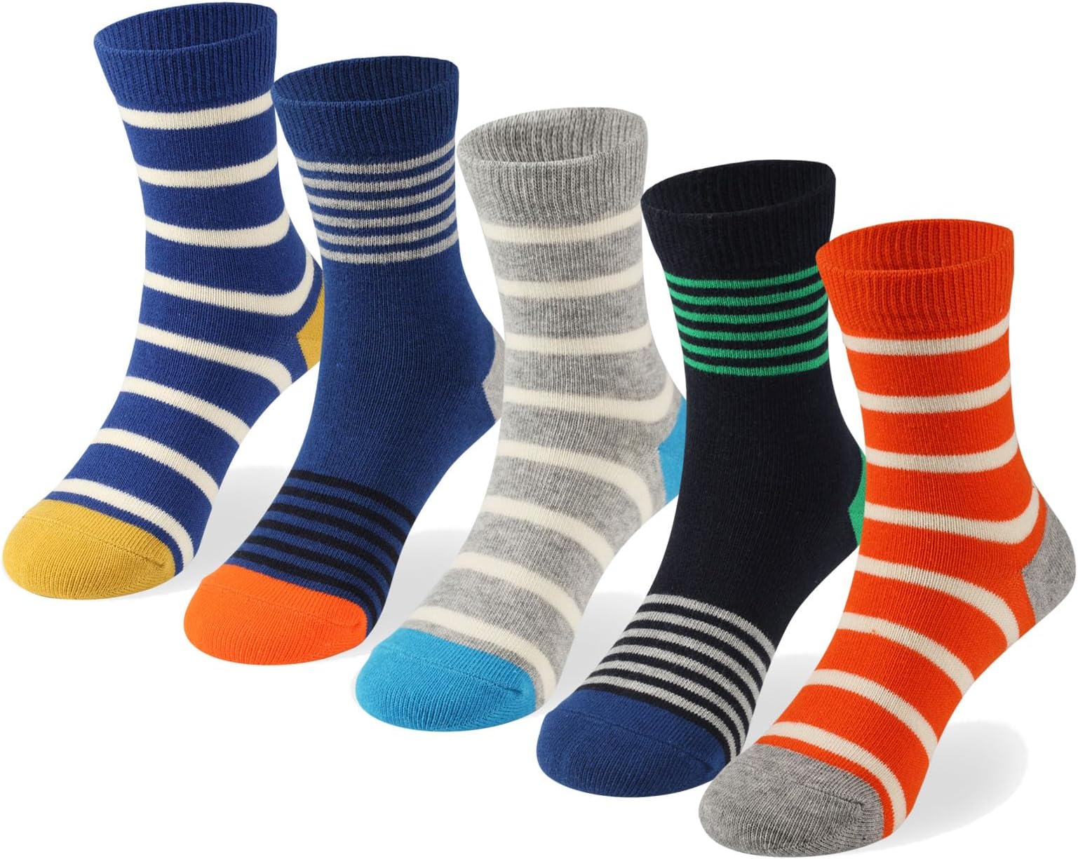 COTTON DAYKids Boys Crew Dress Socks Bright Colorful Stripes Design