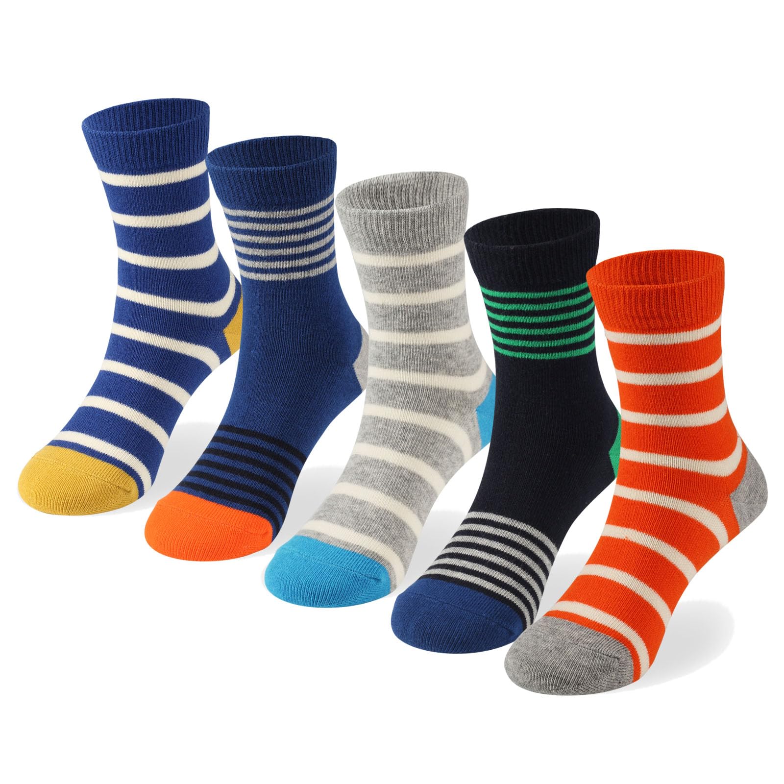 COTTON DAYKids Boys Crew Dress Socks Bright Colorful Stripes Design