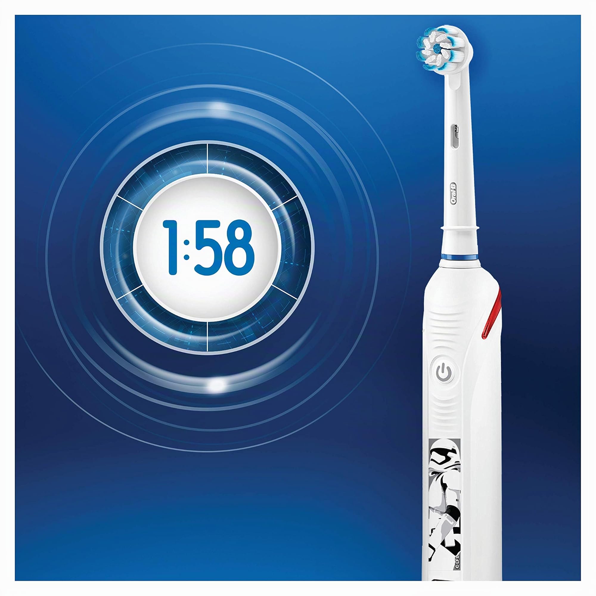 Oral-B Junior Cepillo de Dientes Eléctrico con Mango de Star Wars Recargable, Tecnología Braun y 1 Cabezal de Recambio, Apto para Niños Mayores de 6 años