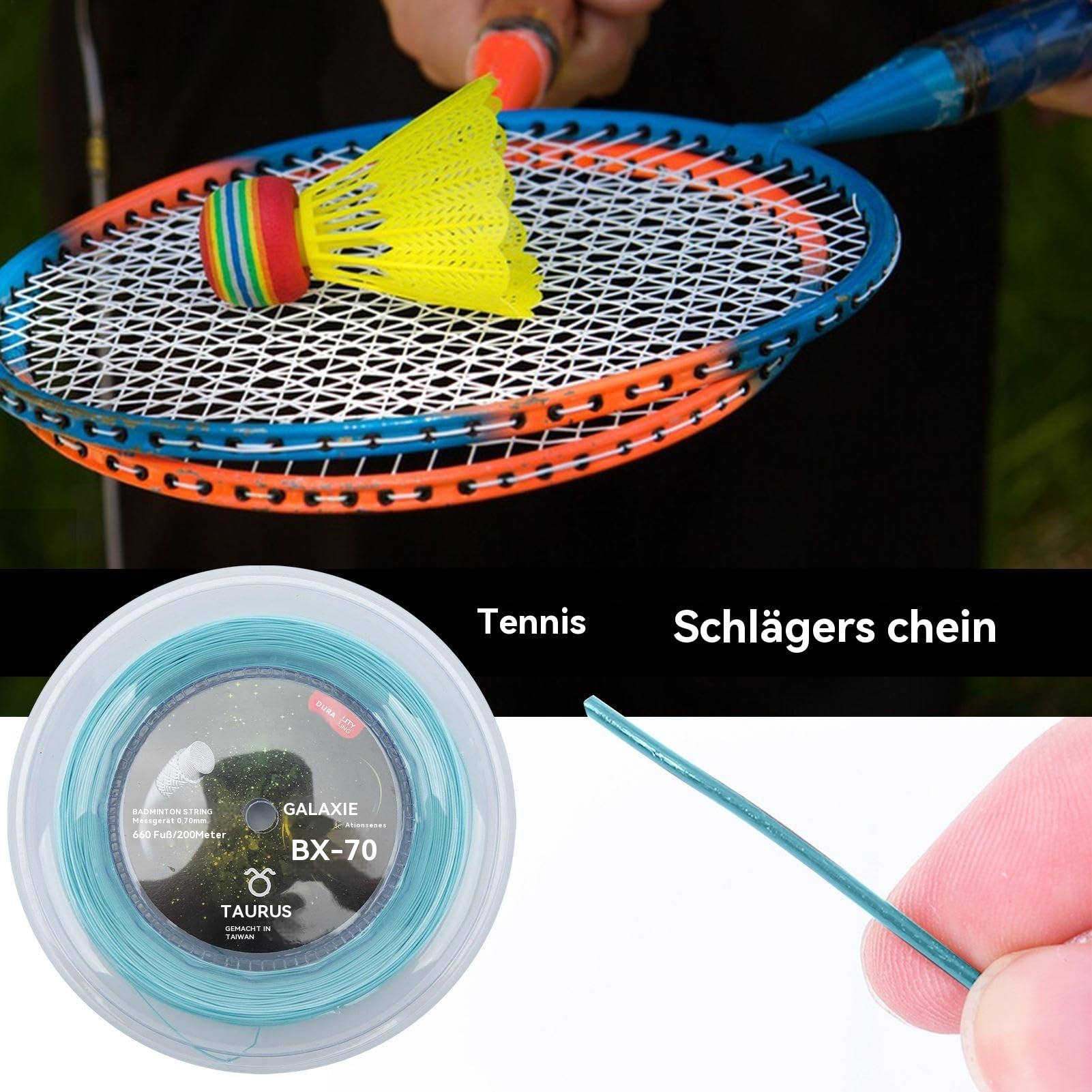 Corde da badminton – Filo per racchetta ad alta elasticità, materiale in nylon resistente, design intrecciato con precisione, lunghezza lunga 200 m, filo di allenamento di ricambio per giocatori