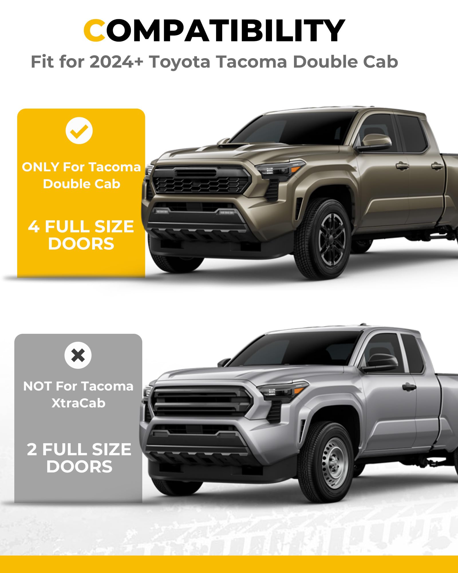 EZREXPM Running Boards Fit for Toyota Tacoma Double Cab 2024 2025 Side Steps Step Bars Nerf Bar Accessories