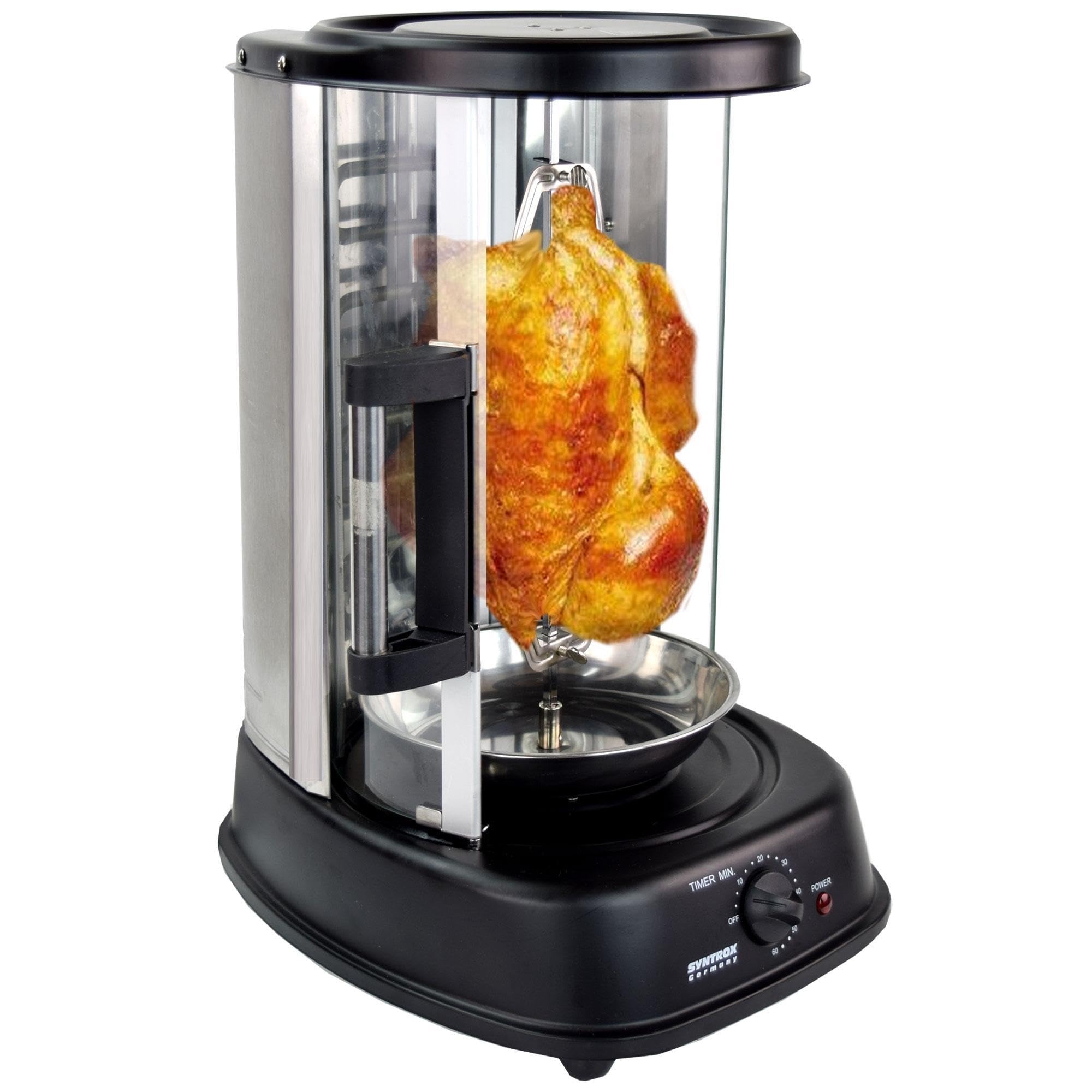 Syntrox Germany Dönergrill Drimexa mit Glastür Gyrosgrill, Hähnchengrill, Drehspieß, Tischgrill Elektro, Drehspieß mit Auffangschale, Gesund Fettarm grillen (ohne Zubehör)
