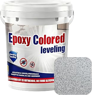 Epoxy Floor Paint, Epoxy Floor Paint 176 Oz, High-gloss Marble Effect Coating, Garage Floors Painting, Covers Approximately 30 to 34 Sq Ft (White Marble Gray, 176Oz/5kg)