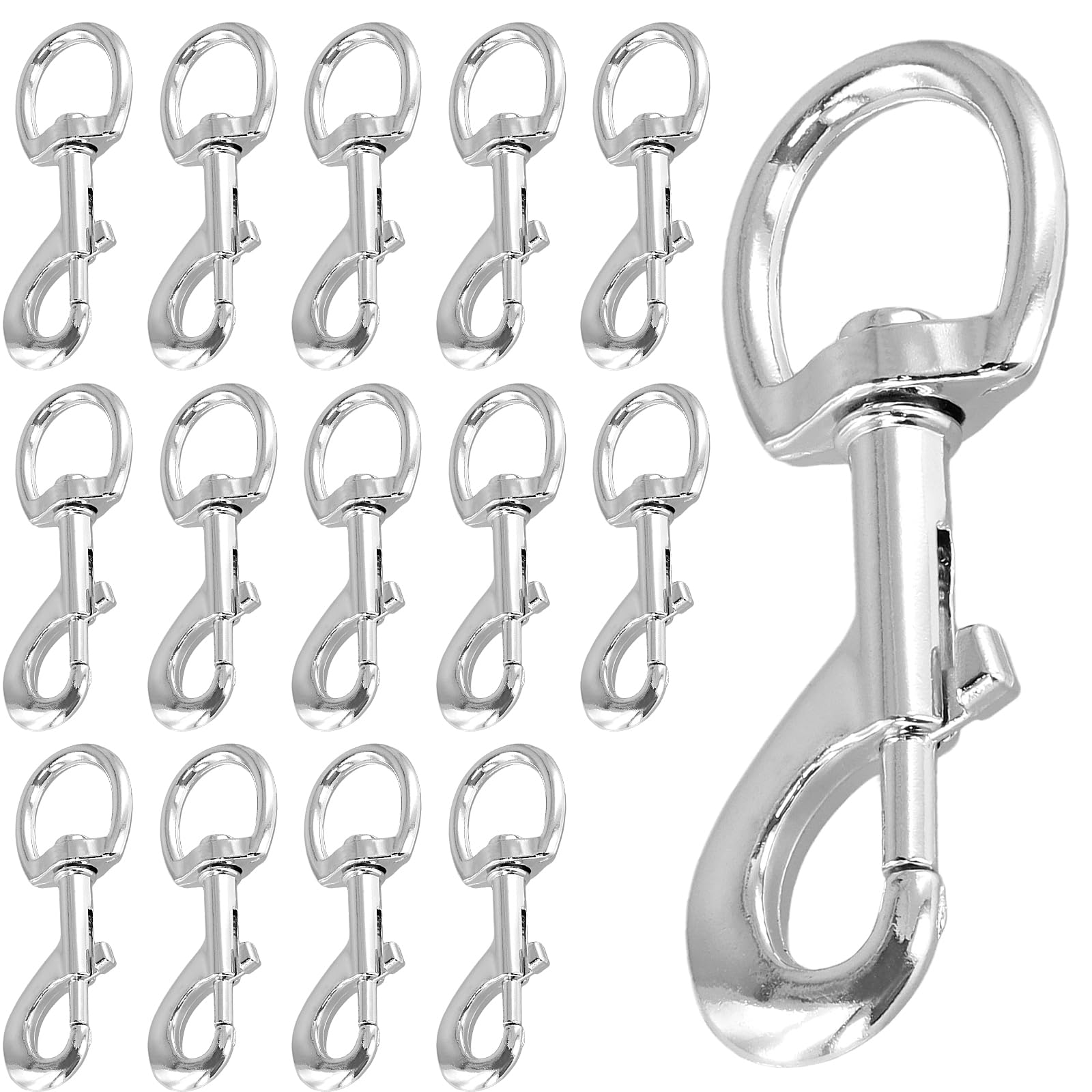MUKLEI 15 Pack Swivel Snap Hooks, Silvery Snap Hooks, Small Fastener for Keychains, Straps, Hanging Tags